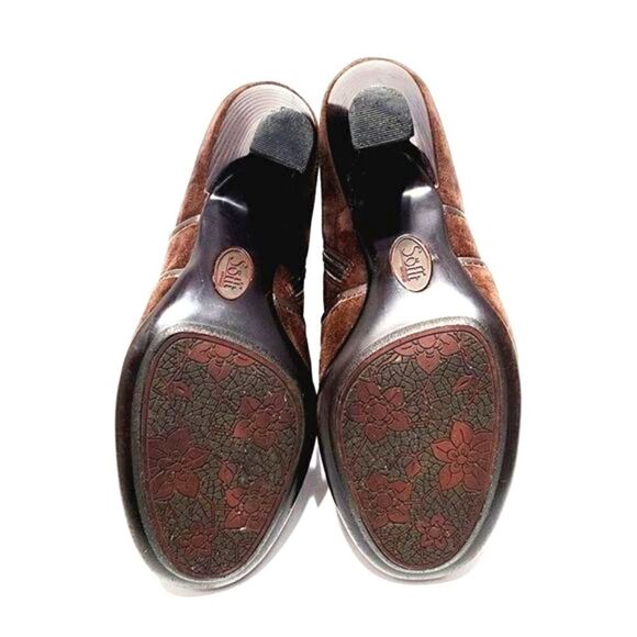 Sofft Ankle Boot Women’s Size 8 Wide Brown Suede Stiletto Heel Booties Shoe - Picture 8 of 8